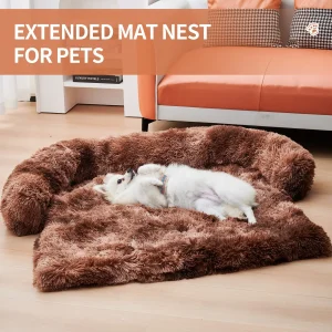 Fluffy Plush Dog Mat Furniture Protector with  Washable Cover