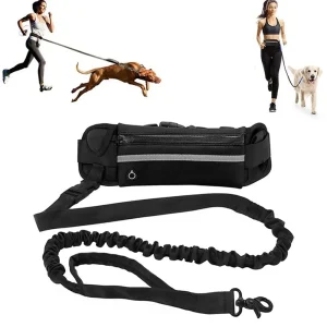 Hands Free Dog Reflective Leash with Waist Bag